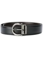Salvatore Ferragamo Dark Grey Buckle Belt, Men's, Size: 105, Black, Calf Leather
