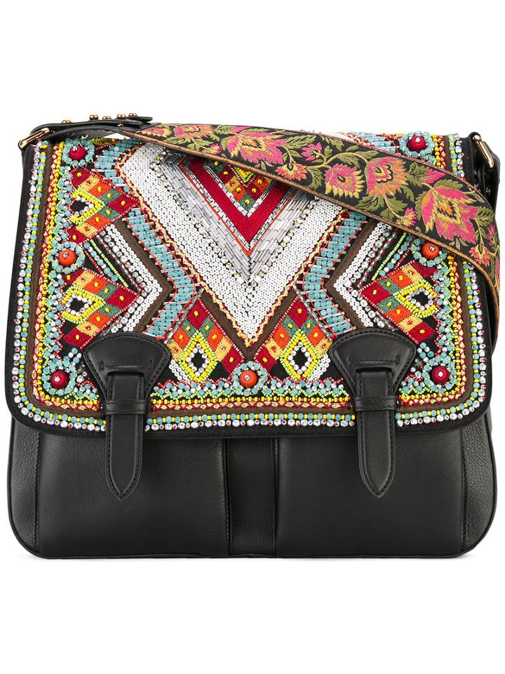 Roberto Cavalli - Bead Embellished Satchel - Women - Lamb Skin - One Size, Black, Lamb Skin