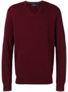 Polo Ralph Lauren Logo V-neck Jumper - Red