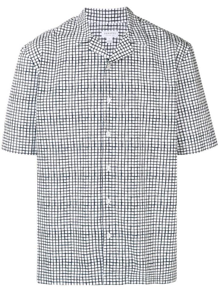 Sunspel Check Button-up Shirt - White