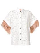 Nº21 Appliqué Floral Lace Shirt - White