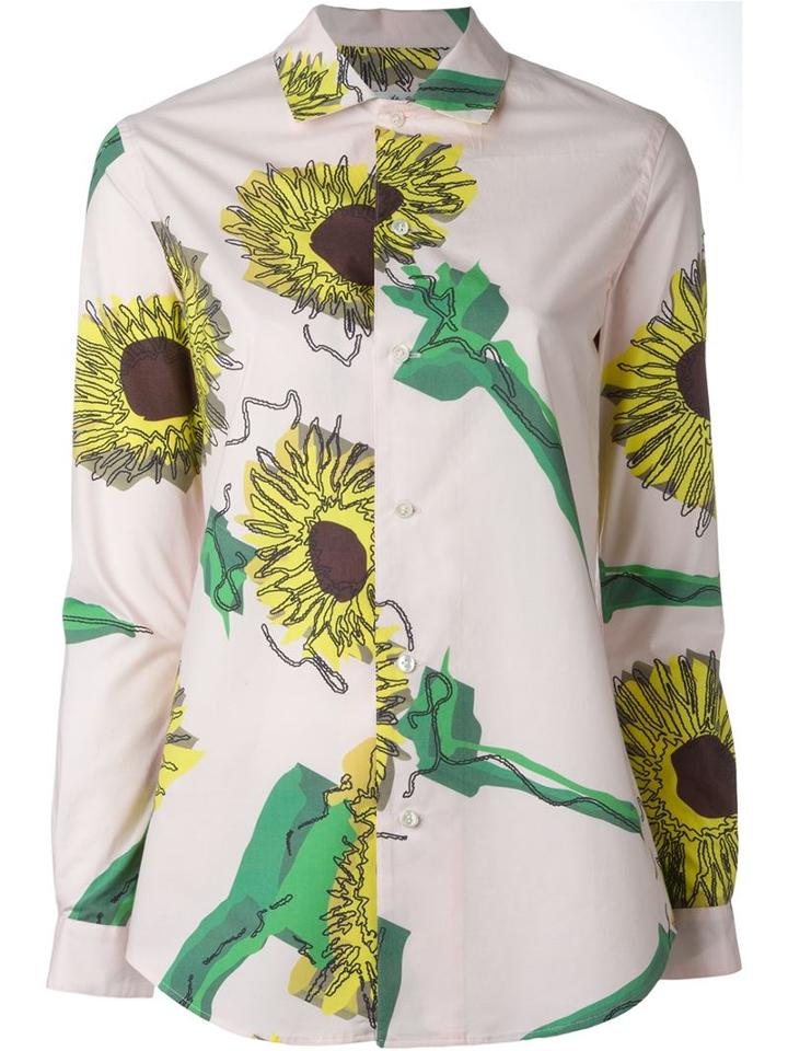 Julien David Sunflower Print Shirt, Women's, Size: M, Pink/purple, Cotton
