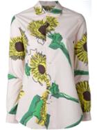 Julien David Sunflower Print Shirt, Women's, Size: M, Pink/purple, Cotton