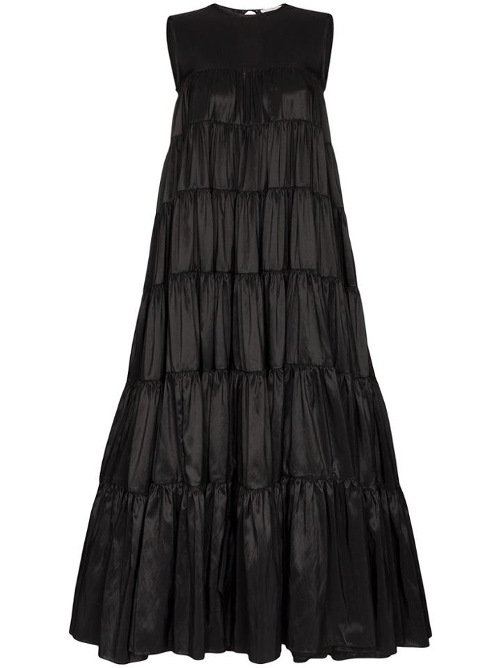 Cecilie Bahnsen Cecilie B Ply Slvls Tierd Maxi Drs - Black