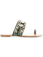 Casadei Embellished Strap Sandals - Green
