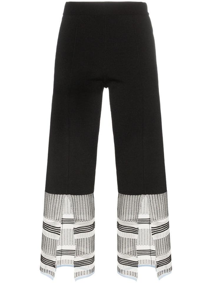 I-am-chen Check-hem Cropped Trousers - Black