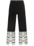 I-am-chen Check-hem Cropped Trousers - Black