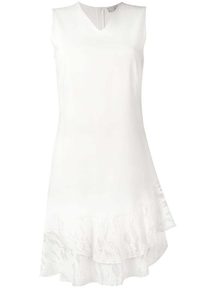 Frill-trim Shift Dress - Women - Elastodiene/acetate/viscose - 48, White, Elastodiene/acetate/viscose, D.exterior
