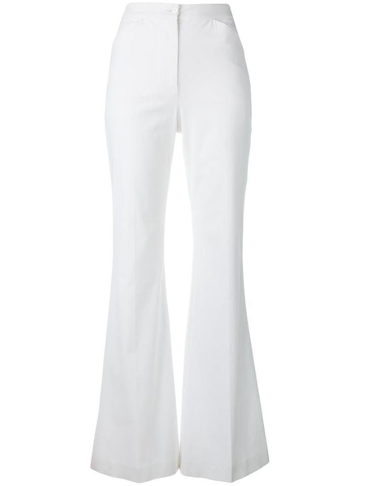 M Missoni Flared High-waisted Trousers, Women's, Size: 44, White, Cotton/spandex/elastane/polyester/acetate