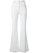 M Missoni Flared High-waisted Trousers, Women's, Size: 44, White, Cotton/spandex/elastane/polyester/acetate
