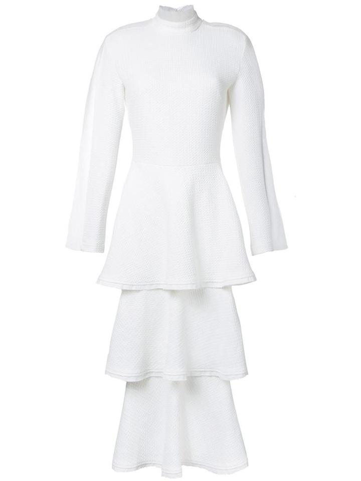 Tatuna Nikolaishvili Layered Flared Dress, Women's, Size: Medium, White, Cotton