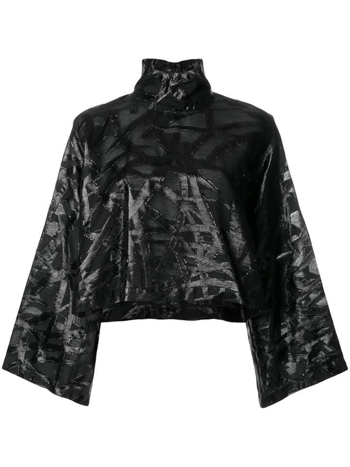 Federica Tosi Kimono Sleeves Cropped Blouse - Black