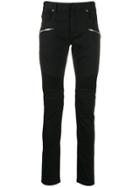 Balmain Biker Style Skinny Jeans - Black