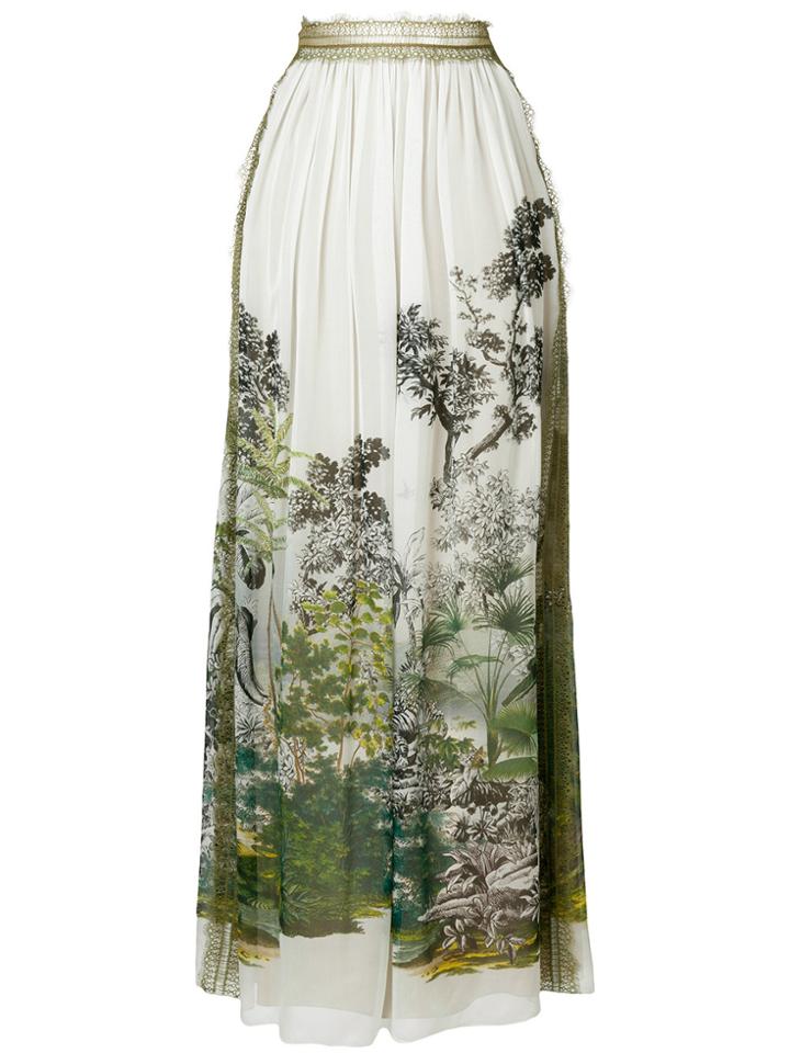 Alberta Ferretti Long Printed Skirt - Green