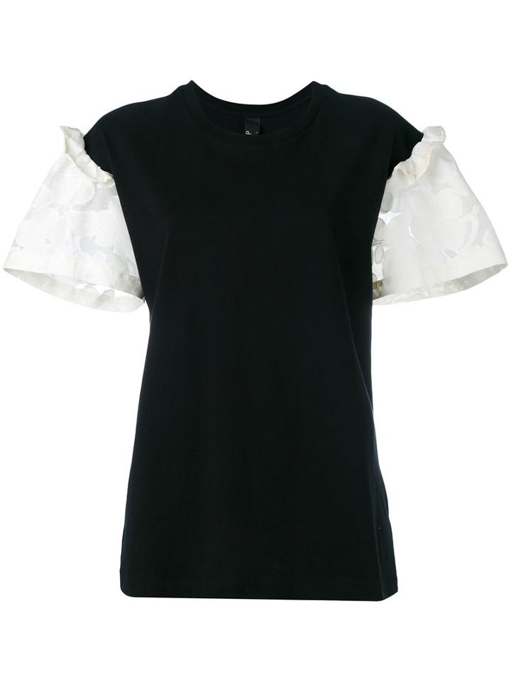 Mother Of Pearl - Lace-panelled Jersey T-shirt - Women - Cotton - L, Women's, Black, Cotton