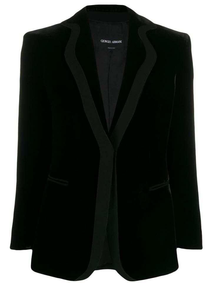 Giorgio Armani Velvet Single-breasted Blazer - Black