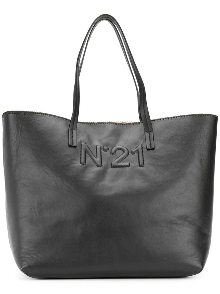 No21 Logo Embossed Tote - Black