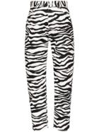 Attico Zebra Pattern Slim-leg Trousers - White