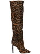 Saint Laurent Leopard Print Boots - Black