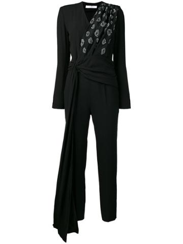Givenchy Embroidered Wrap-front Jumpsuit - Black