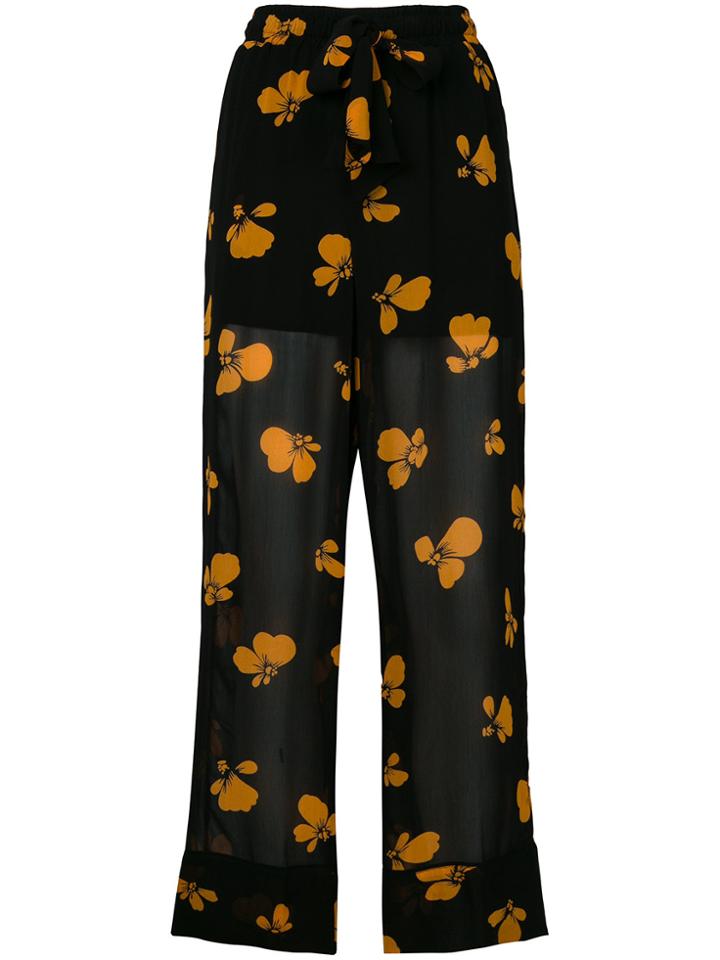 Ganni Floral Trousers - Black