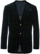 Z Zegna Plaid Single Breasted Blazer, Men's, Size: 50, Blue, Cotton/cupro