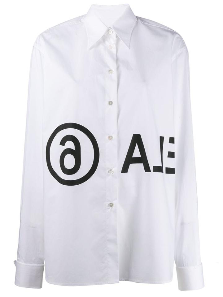 Mm6 Maison Margiela Oversized Logo Print Shirt - White