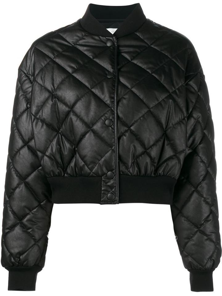 Stella Mccartney Crop Quilted Puffer Jacket, Women's, Size: 40, Black, Silk/polyester/viscose