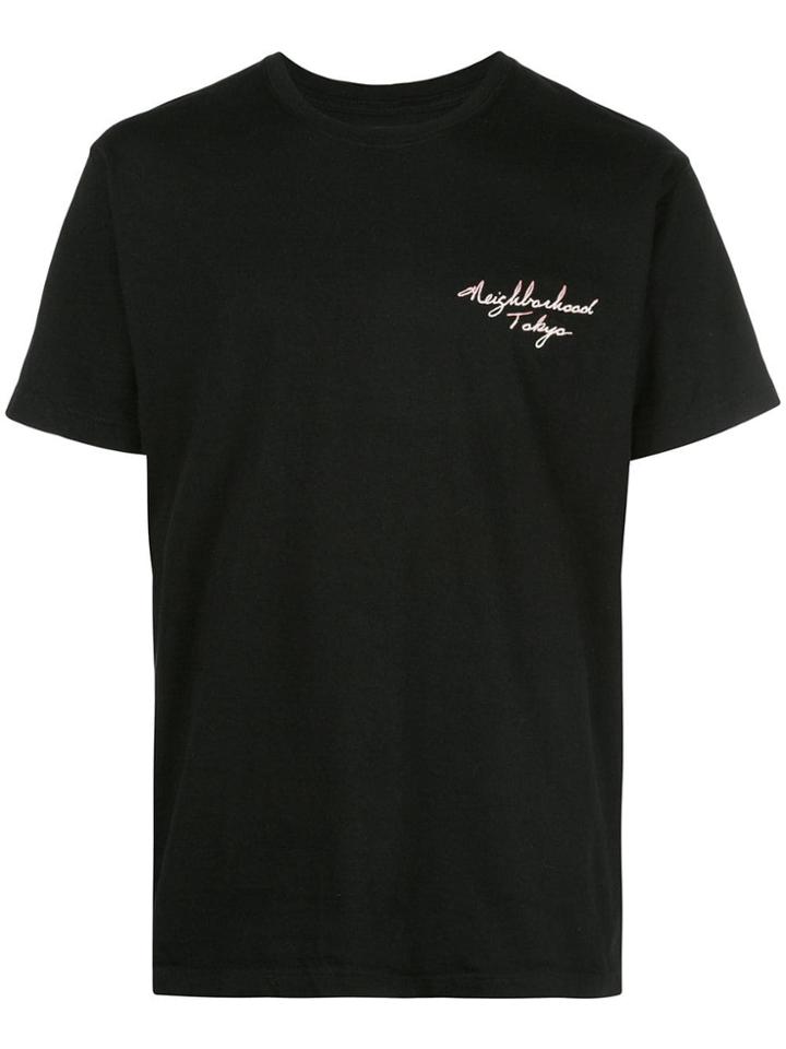 Neighborhood Rear Graphic Print T-shirt - Black