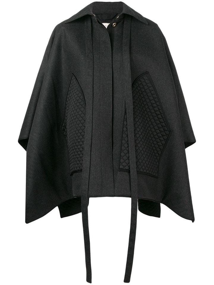 Nina Ricci Contrast Cape Coat - Black