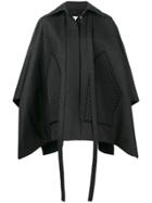 Nina Ricci Contrast Cape Coat - Black