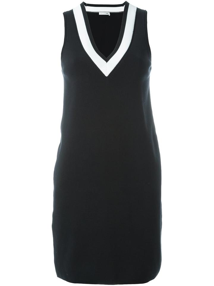 Rag & Bone /jean V-neck Contrasted Dress, Women's, Size: Large, Black, Cotton/nylon/spandex/elastane