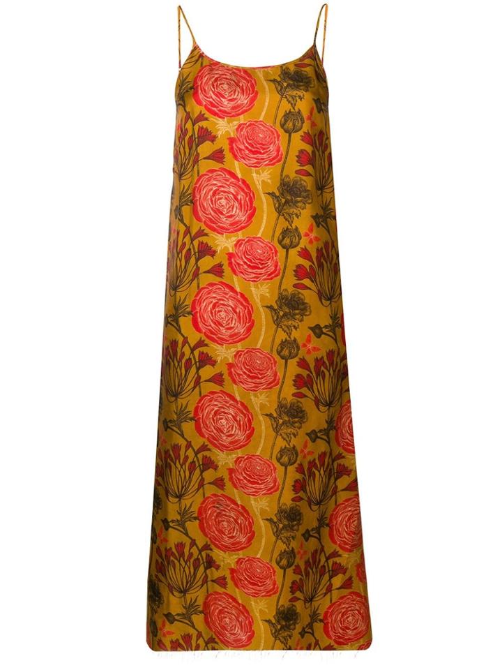 Uma Wang Floral Print Slip Dress - Neutrals