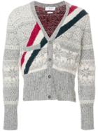 Thom Browne Winter Fair Isle Tweed V-neck Cardigan - Grey