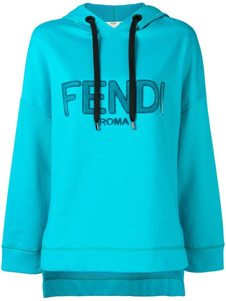Fendi Front Logo Hoodie - Blue