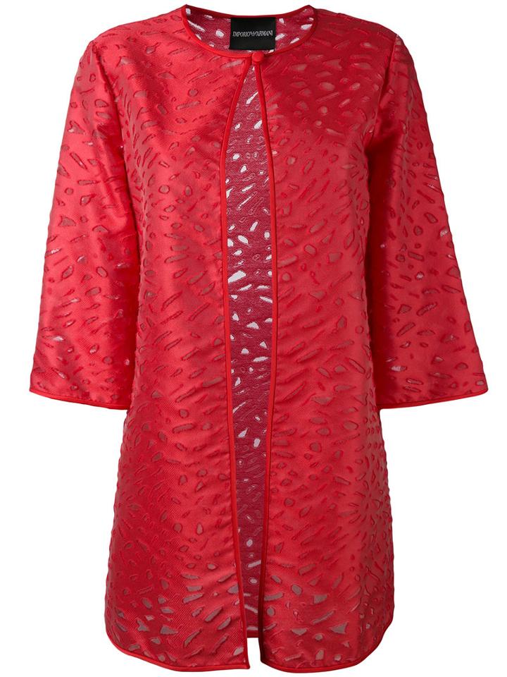 Emporio Armani - Long Fitted Jacket - Women - Cotton/polyamide/polyester - 44, Red, Cotton/polyamide/polyester