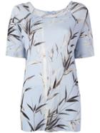 Blumarine - Short Sleeve Floral Knit Top - Women - Viscose - S, Women's, Blue, Viscose