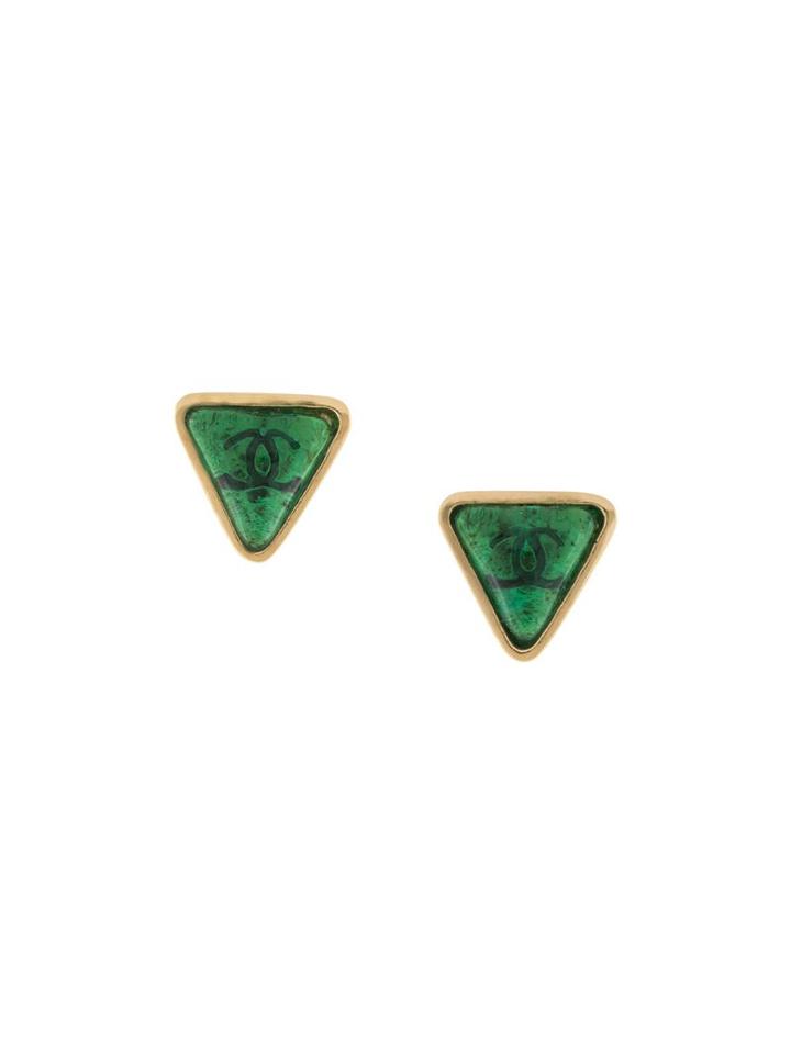 Chanel Pre-owned 2000 Triangular Cc Earrings - Gold