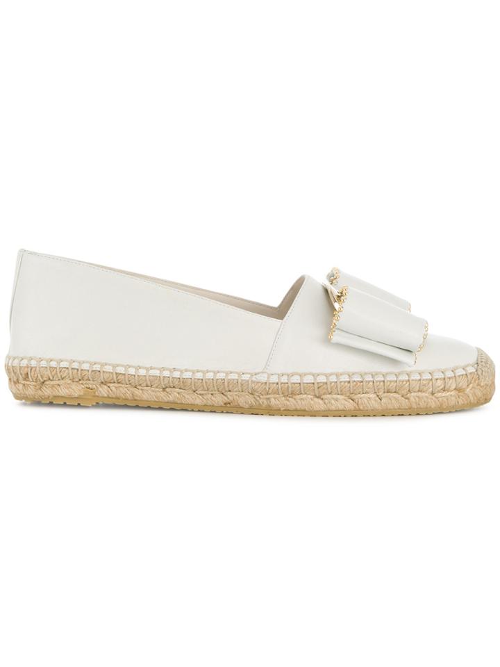 Salvatore Ferragamo Engraved Bow Front Espadrilles - White
