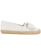 Salvatore Ferragamo Engraved Bow Front Espadrilles - White