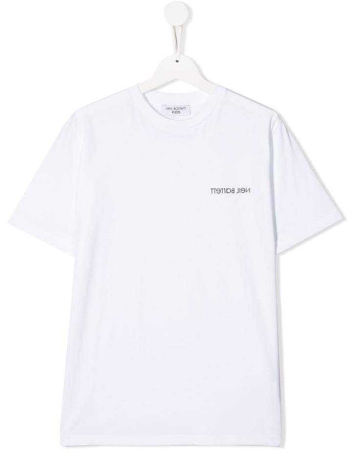 Neil Barrett Kids Teen Reversed Logo T-shirt - White