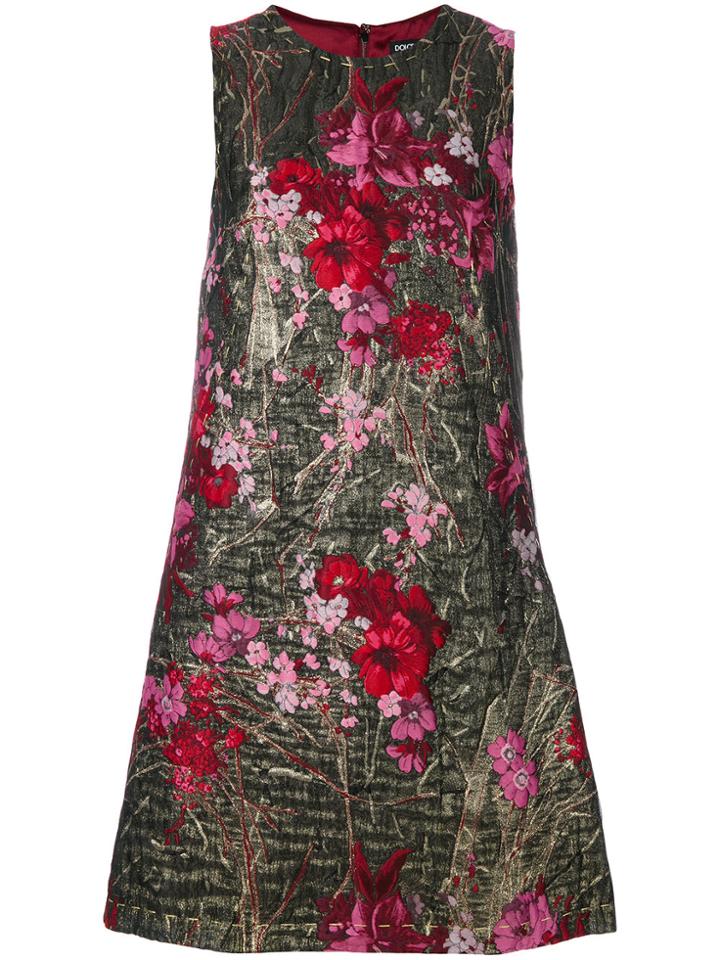 Dolce & Gabbana Floral Brocade Mini Dress - Metallic
