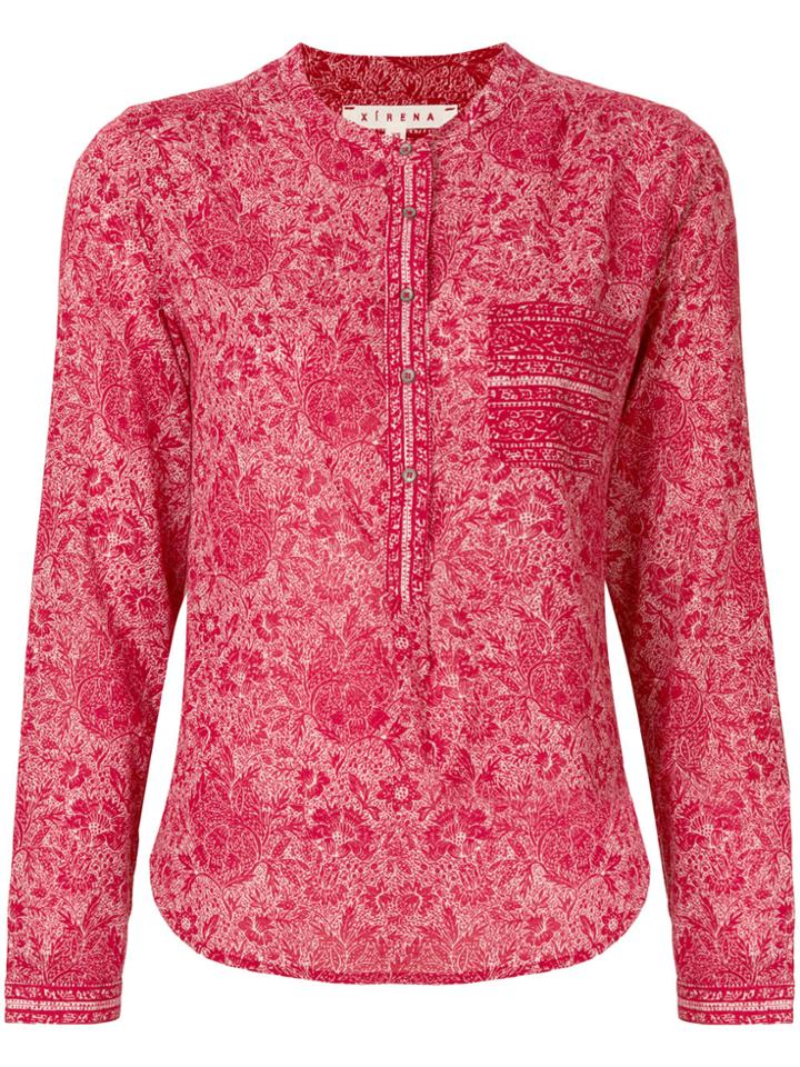 Xirena Floral Print Long Sleeve Blouse - Red