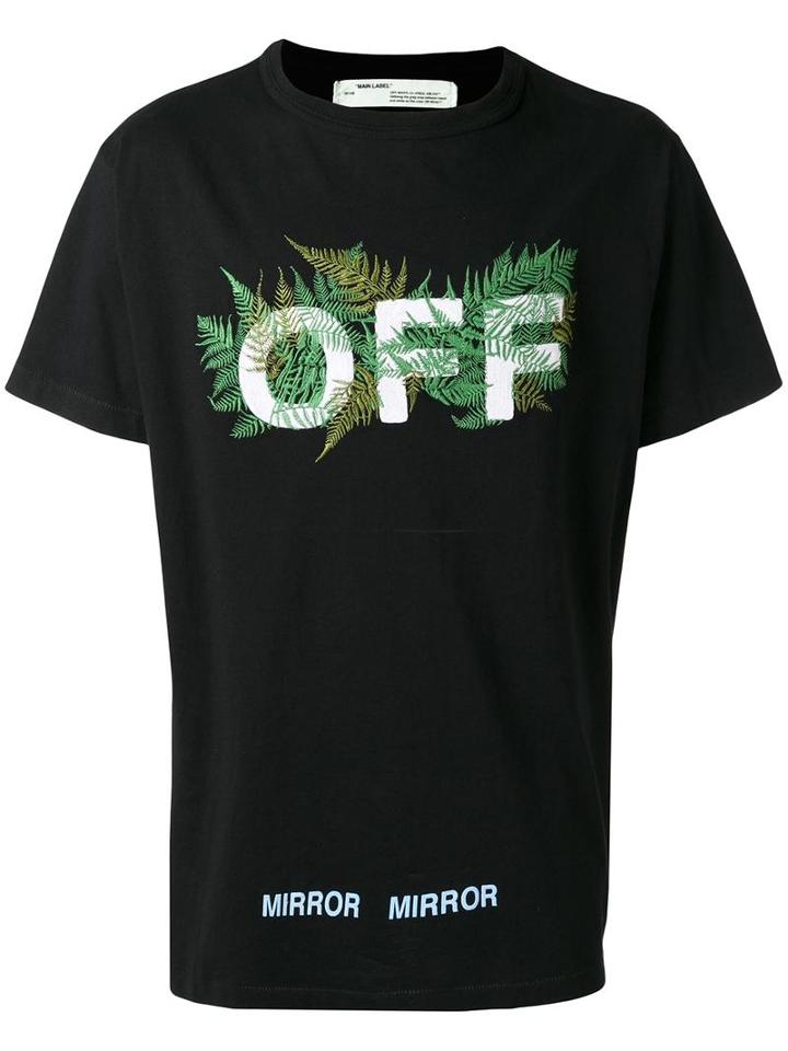Off-white Leaf Embroidered T-shirt, Men's, Size: Xs, Black, Cotton/polyester/viscose