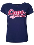 Love Moschino Logo Front T-shirt, Women's, Size: 40, Blue, Cotton/spandex/elastane