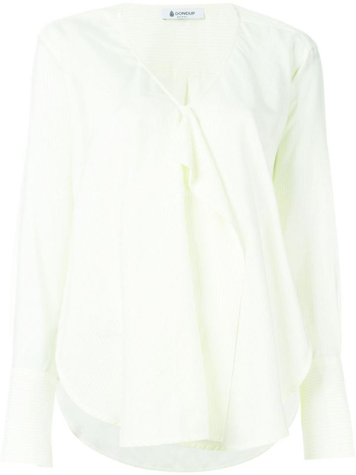 Dondup Front Ruffle Striped Blouse, Women's, Size: 40, Yellow/orange, Viscose/cotton