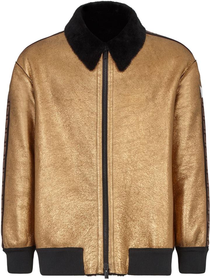 Fendi Graphic Logo Bomber Jacket - Gold