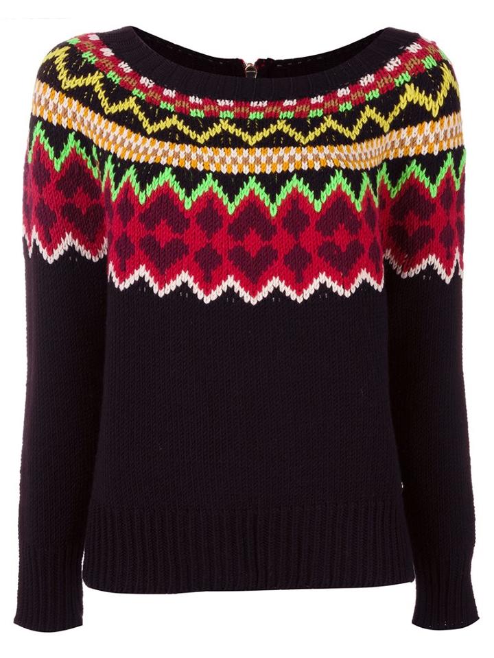 Twin-set Fair Isle Knit Jumper, Women's, Size: Medium, Black, Acrylic/polyester/wool
