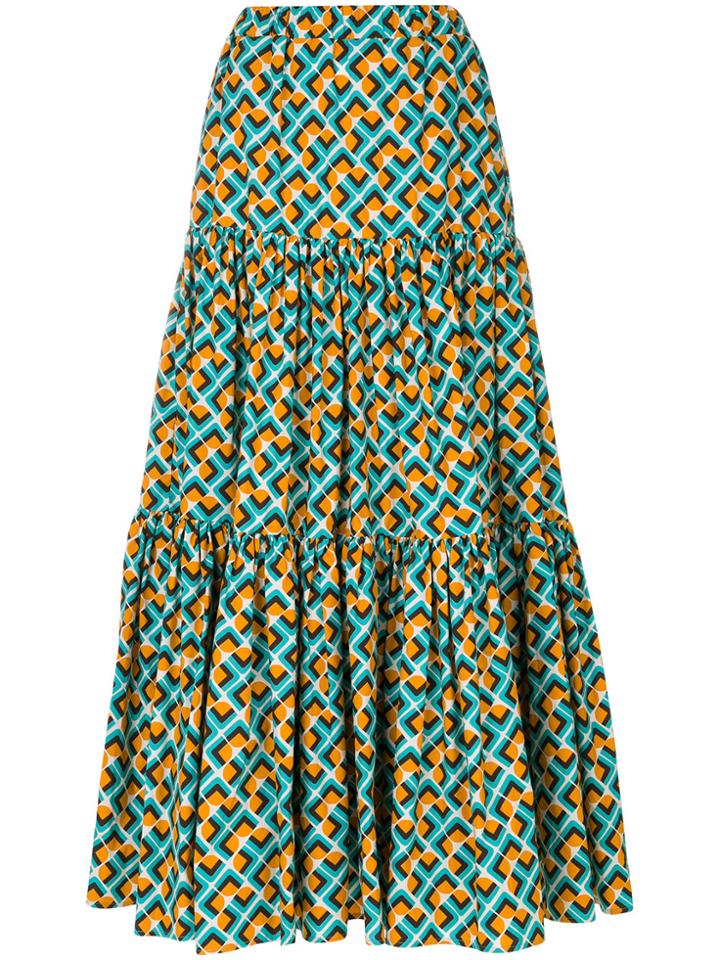 La Doublej Tiered Peasant Skirt - Blue