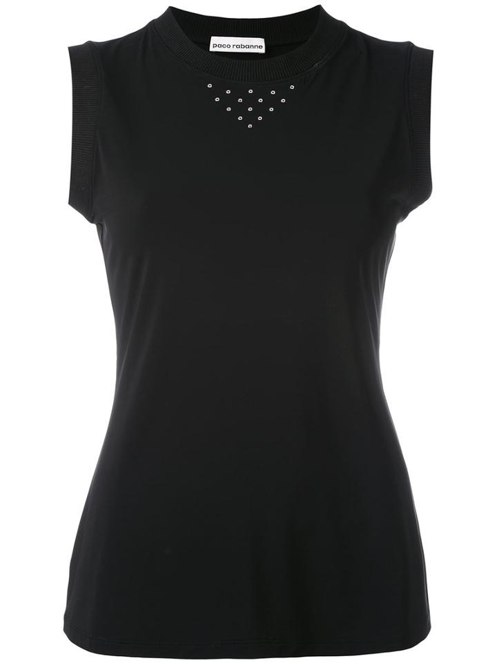 Paco Rabanne - Sleeveless Stud Detail Tank Top - Women - Spandex/elastane/viscose - 38, Black, Spandex/elastane/viscose